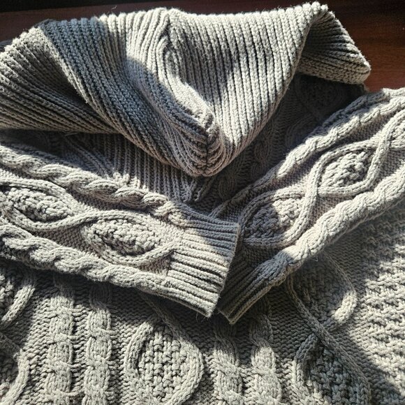 Aeropostale Wn Cropped Chunky CableKnit Sweater Gray L Light Academia Cozy Fall - Picture 6 of 15